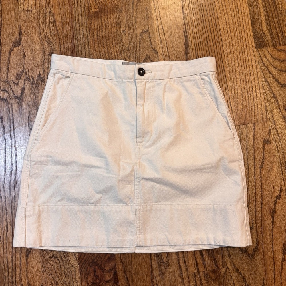 Everlane Canvas Stamp Cotton Mini Skirt Cream Neutral Women's Size‎ 10